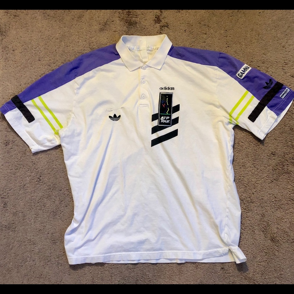 Adidas Vintage 80’s ATP Tour polo with sponsors